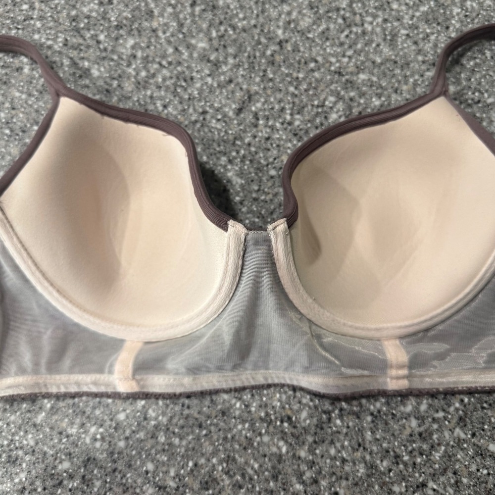 Victorias Secret Lined Demi Longline Bra Lace Mauve 36C Underwire Romantic - Picture 3 of 6